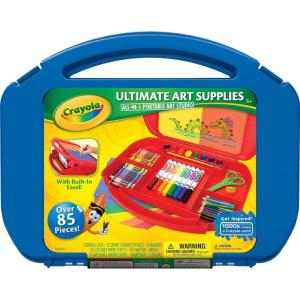 imageCrayola Create N Carry Art Set 75pcs 2in1 Lap Desk ampamp Carrying Case Art Kit for Kids Crafts Drawing ampamp Coloring Supplies Travel Gifts for KidsCase 85 Piece