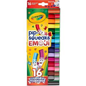 imageCrayola Emoji Pip Squeaks Washable Markers 16ct Toddler Mini Stamper Marker Set Coloring Supplies for Toddlers Gift for Kids