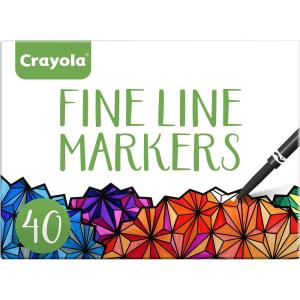 imageCrayola Fine Line Markers for Adults 40ct Skinny Marker Set for Adult Coloring Books Aesthetic Art Supplies Stress Relief Activity Coloring Supplies