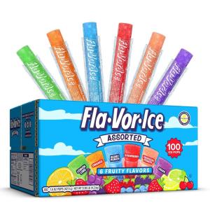 imageCrayola FlaVorIce Popsicle Variety Pack of 2 Oz Freezer Bars Assorted Flavors Banana Mango Strawberry Berry Punch Orange Grape LemonLime 96 Count100 Count
