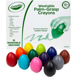 imageCrayola Large Egg Crayons 12ct Jumbo Washable Crayons for Toddlers Preschool Art Supplies for Toddlers Classroom Must Have Ages 1
