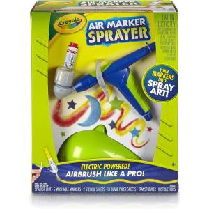 imageCrayola Marker Airbrush Spray Art Kit BatteryPowered Sprayer with 8 Washable Markers ampamp 5 Stencils DIY Craft Set for Kids Gift for Boys ampamp Girls Ages 6Marker Sprayer