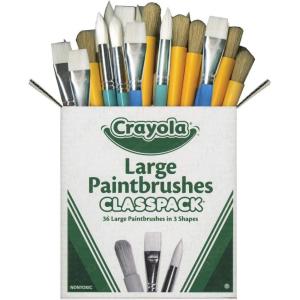 imageCrayola Paintbrush Variety Classpack 36ct Back to School Art Supplies for Kids Flat ampamp Round Paint Brushes for Toddlers ampamp Classrooms Easy GripPaintbrush Variety Pack