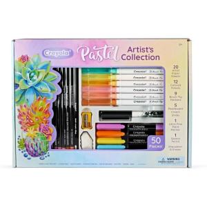 imageCrayola Pastel Colors Art Kit 50pcs Kids Art Set with Pastel Markers ampamp Pencils Gift for Kids 8