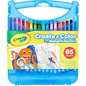 imageCrayola PipSqueaks Washable Marker Set 65ct Coloring Set Art Supplies for Kids Drawing Kit Kids Travel Activity Craft Essentials 4Super Tips Markers