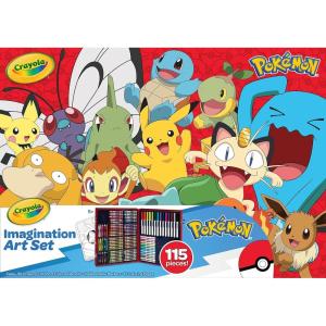 imageCrayola Pokmon Imagination Art Set 115pcs Kids Art Kit Coloring Supplies Pokemon Toys Pokemon Gift for Boys ampamp Girls Ages 5Pokemon