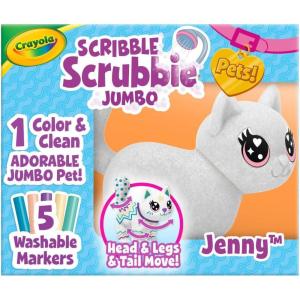 imageCrayola Scribble Scrubbie Jumbo Pet  Wilbur 6in Customizable Dog Toy for Kids Washable Animal Art Kit Animal Gifts for Girls ampamp BoysCat