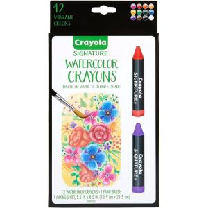 imageCrayola Signature Premium Watercolor Crayon Sticks ampamp Paintbrush 12 Count Gift1 Count Pack of 1