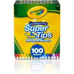 imageCrayola Super Tips Marker Set for Kids 100ct Broad Tip ampamp Fine Point Washable Art Markers for Kids Bulk School Supplies Teacher Classroom Must Haves Drawing SuppliesSuperTips