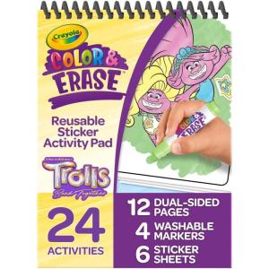 imageCrayola Trolls Color ampamp Erase Sticker Activity Pad 12 Reusable Trolls Coloring Pages ampamp 100 Stickers GiftTrolls Band Together
