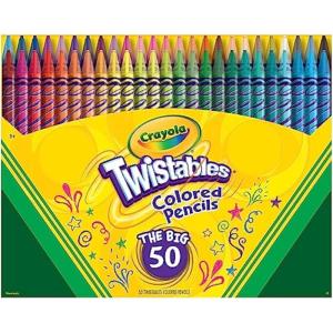 imageCrayola Twistables Colored Pencil Set for Kids 50ct No Sharpen Coloring Book Pencils Essential Classroom Supplies Cute Back to School Gifts for Kids 4