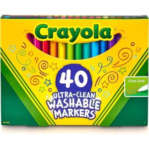 imageCrayola Ultra Clean Fine Line Washable Markers for School 40ct Colored Markers for Kids Coloring Book Art Supplies Back to School Supplies for TeachersFine Line Markers