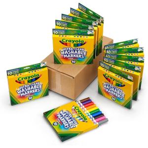 imageCrayola Ultra Clean Washable Broad Line Markers 12 Boxes Bulk Classroom Markers for Kids 10 Colors Teacher Classroom Must Have Bulk School Supplies for Kids