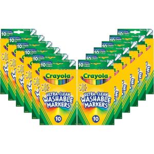 imageCrayola Ultra Clean Washable Markers  12 Pack 10ct Bulk Fine Line Markers for Classrooms Kids Nontoxic