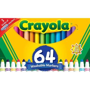 imageCrayola Washable Broad Line Marker Variety Set 64ct Classroom Back to School Essentials for Kids Includes UltraClean Window ampamp Gel FX Markers for Kids