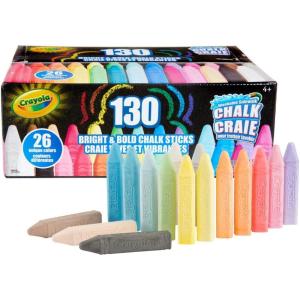 imageCrayola Washable Outdoor Sidewalk Chalk Collection 130ct Bulk AntiRoll Chalk Sticks for Kids Classroom Recess Toys Outdoor Toys ampamp Activities for Kids130 count