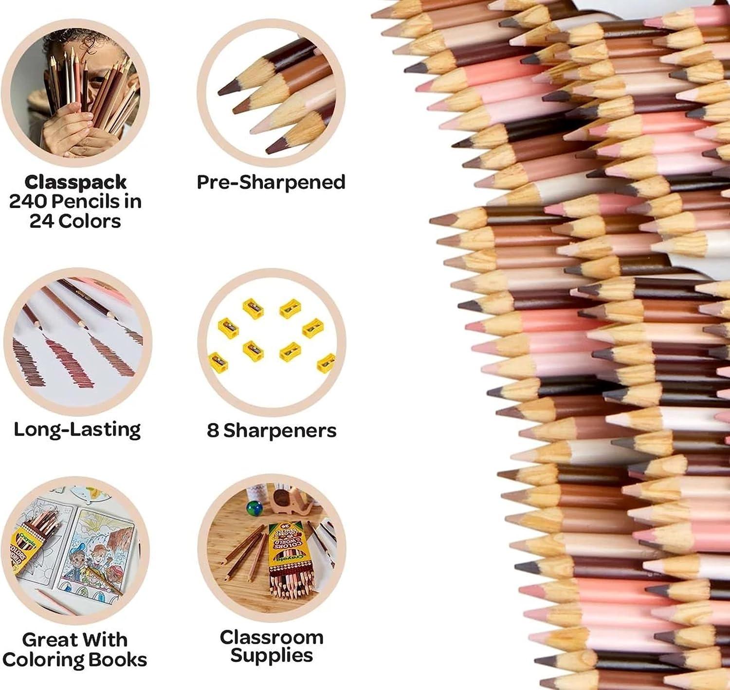 imageCrayola Colors of the World Skin Tone Colored Pencils Classpack 240ct Bulk Colored Pencils for Classrooms Teacher Supplies Gifts