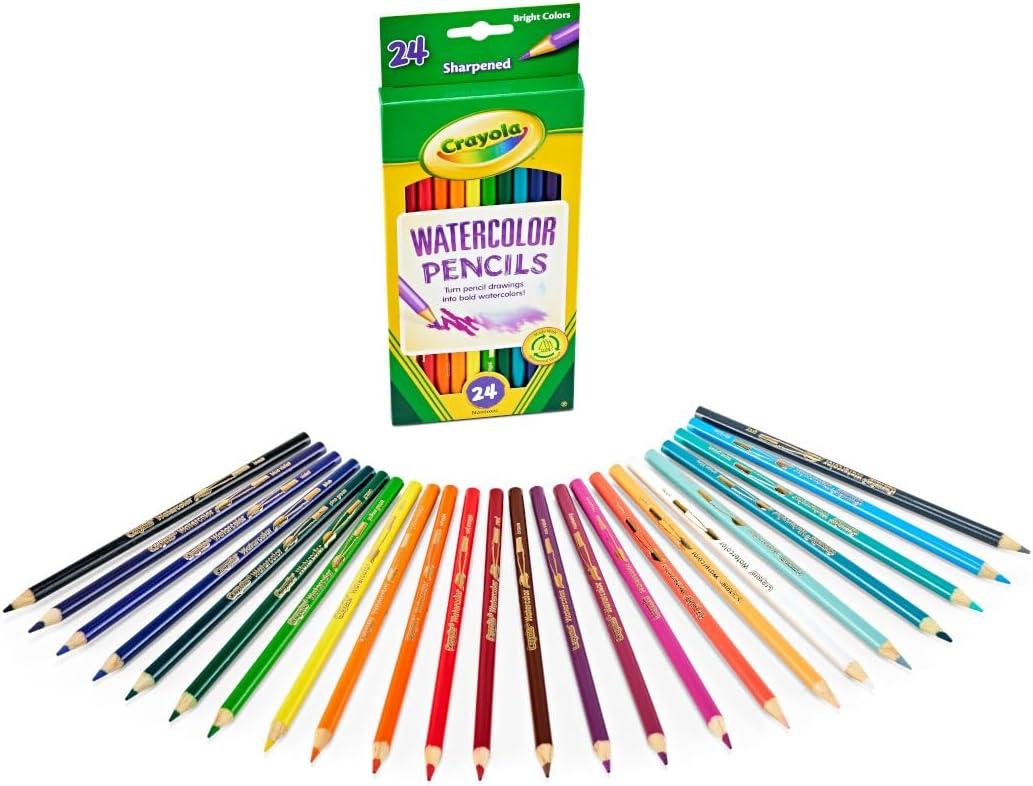 imageCrayola Watercolor Colored Pencils 24ct Watercolor Paint Alternative Watercolor Pencil Set for Kids Art Supplies Gift for Kids 31 Count Pack of 1