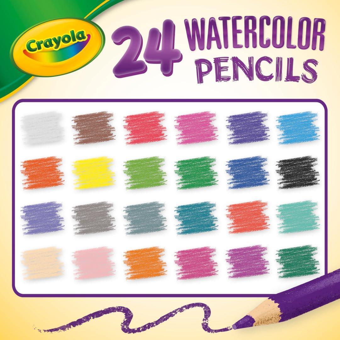 imageCrayola Watercolor Colored Pencils 24ct Watercolor Paint Alternative Watercolor Pencil Set for Kids Art Supplies Gift for Kids 31 Count Pack of 1