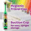 imageGUM Crayola Power Toothbrush for Kids Extra Soft Bristled Toddler Toothbrushes Travel Cap  Suction Cup Base Batteries Included 1 Count1 Count