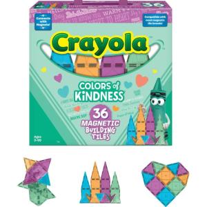 imageCreateOn Crayola Colors of Kindness Magnetic Tiles Building Set for Kids Magnetic Building Toys for Kids STEM Toys for Boys and Girls Ages 3 and Up 36Piece Set Small