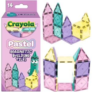 imageCreateOn Crayola Magnetic Tiles Building Set for Kids Magnetic Toys for Kids Travel Toys Classroom Sensory Toy Blocks STEM ampamp Montessori Tools for Boys ampamp Girls Ages 3 14Piece Set GlitterPastel