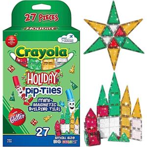 imageCreateOn Crayola Mini Magnetic PIPTiles Bold Colors  Building Set for Kids Magnetic Building Toys for Kids STEM Travel Toys for Boys and Girls Ages 3 24Piece Set BoldHoliday