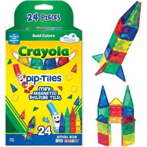 imageCreateOn Crayola Mini Magnetic PIPTiles Bold Colors  Building Set for Kids Magnetic Building Toys for Kids STEM Travel Toys for Boys and Girls Ages 3 24Piece Set BoldBold