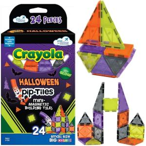 imageCreateOn Crayola Mini Magnetic PIPTiles Bold Colors  Building Set for Kids Magnetic Building Toys for Kids STEM Travel Toys for Boys and Girls Ages 3 24Piece Set BoldHalloween
