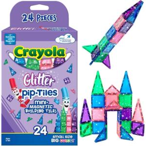 imageCreateOn Crayola Mini Magnetic PIPTiles Bold Colors  Building Set for Kids Magnetic Building Toys for Kids STEM Travel Toys for Boys and Girls Ages 3 24Piece Set BoldGlitter