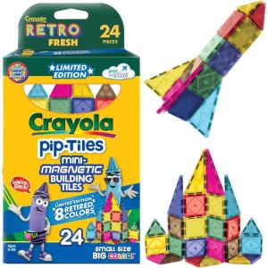 imageCreateOn Crayola Mini Magnetic PIPTiles Bold Colors  Building Set for Kids Magnetic Building Toys for Kids STEM Travel Toys for Boys and Girls Ages 3 24Piece Set BoldRetro