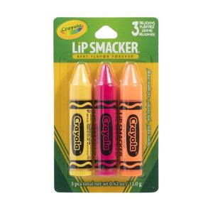imageLip Smacker Crayola Crayon Stackable Flavored Clear Lip Balm Blue  Moisturizing SoothingBanana Mania  Pink Sherbert  Outrageous Orange