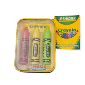 imageLip Smacker Crayola Crayon Stackable Flavored Clear Lip Balm Blue  Moisturizing SoothingGranny Smith Apple  Razzmatzz  Banana Mania