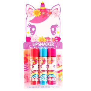 imageLip Smacker Crayola Crayon Stackable Flavored Clear Lip Balm Blue  Moisturizing SoothingUnicorn Delight  Rainbow Berry  Enchanting Cherry