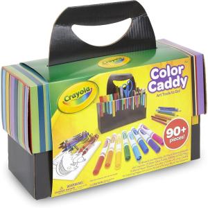 imageCrayola Color Caddy Craft Kit 90 Pcs Kids Coloring Set Gifts for Kids 4 Includes Crayons Markers Colored Pencils Glitter Glue Scissors ampamp PaperArt Set
