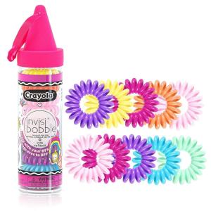 imageinvisibobble Kids Spiral Hair Ring  10 Pack Crayola Edition NoOuch Coil Hair Ties with Strong Grip Hair Accessories for Girls Toddlers and Kids