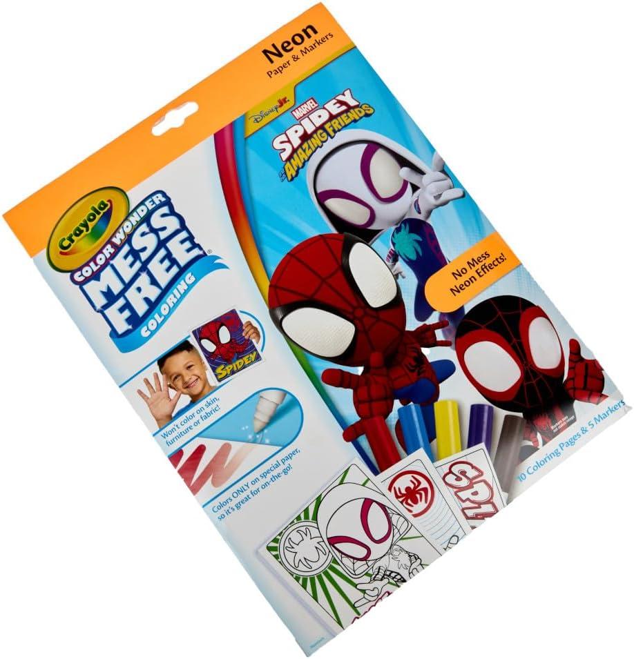 imageCrayola Color Wonder Spidey and His Amazing Friends Coloring Kit Neon Art Supplies Mess Free Coloring Set for Toddlers Spiderman Gift for Kids Ages 3Neon Box Set