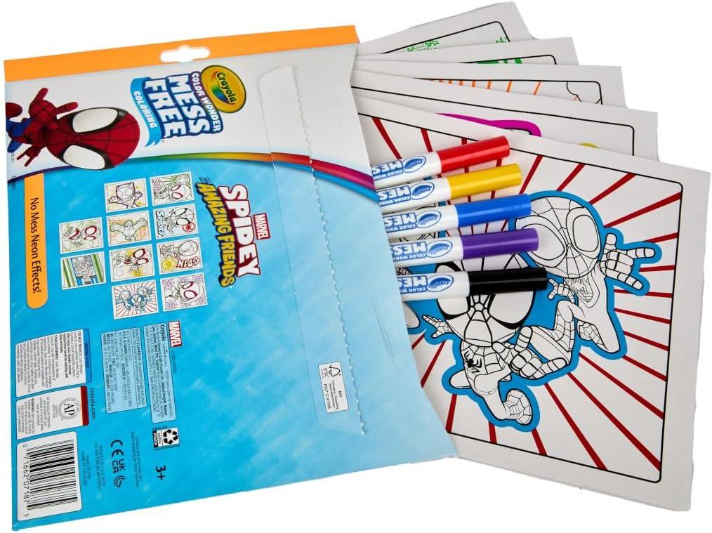 imageCrayola Color Wonder Spidey and His Amazing Friends Coloring Kit Neon Art Supplies Mess Free Coloring Set for Toddlers Spiderman Gift for Kids Ages 3Neon Box Set