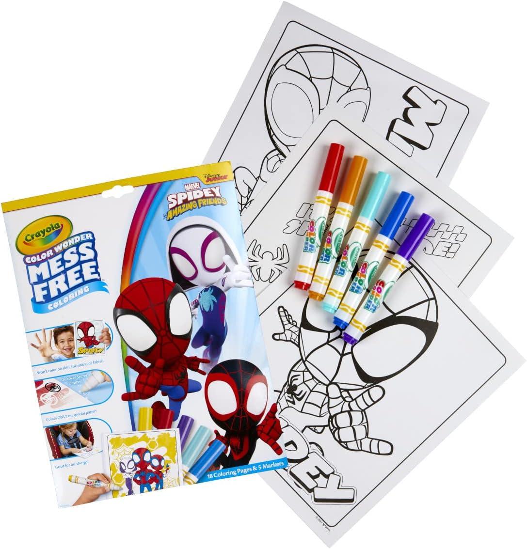 imageCrayola Color Wonder Spidey and His Amazing Friends Coloring Kit Neon Art Supplies Mess Free Coloring Set for Toddlers Spiderman Gift for Kids Ages 3Spidey  Friends