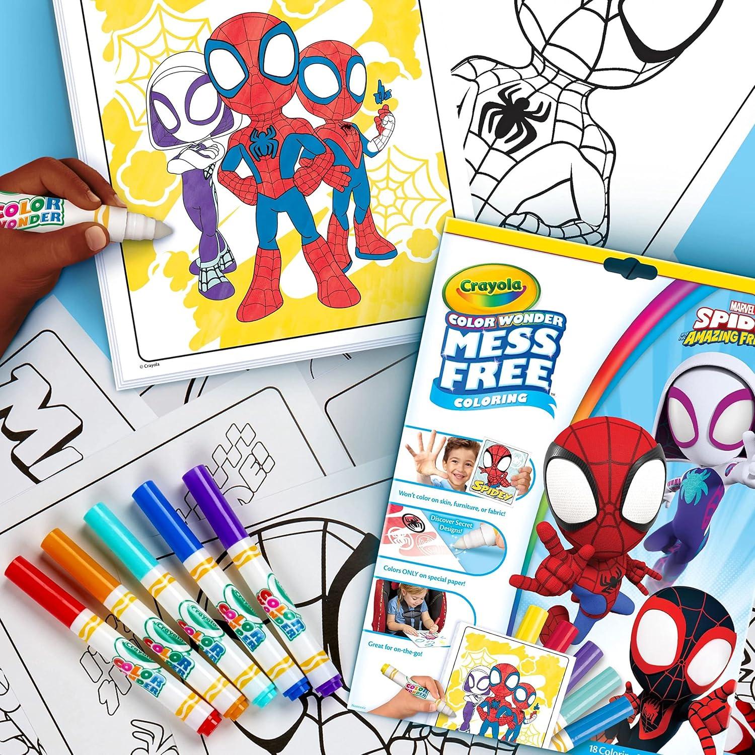 imageCrayola Color Wonder Spidey and His Amazing Friends Coloring Kit Neon Art Supplies Mess Free Coloring Set for Toddlers Spiderman Gift for Kids Ages 3Spidey  Friends
