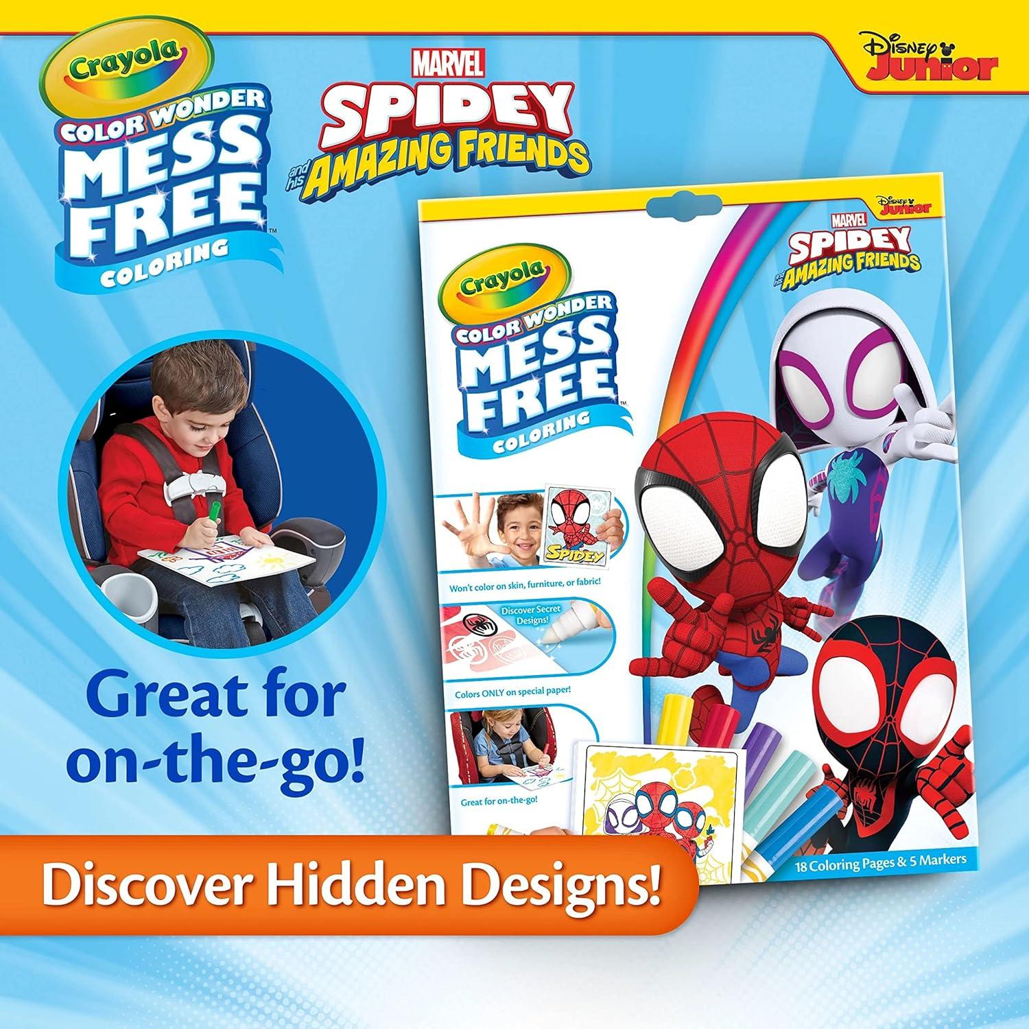 imageCrayola Color Wonder Spidey and His Amazing Friends Coloring Kit Neon Art Supplies Mess Free Coloring Set for Toddlers Spiderman Gift for Kids Ages 3Spidey  Friends