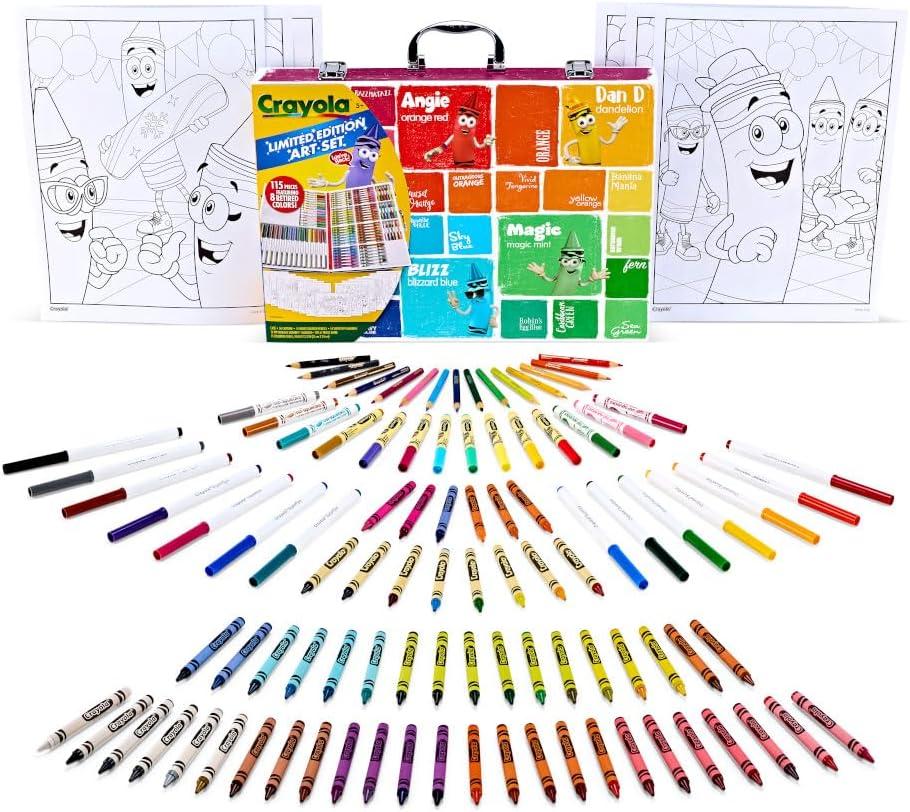 imageCrayola Limited Edition Coloring Set 115pcs Kids Drawing Supplies Kit with Crayons Markers ampamp Colored Pencils Birthday Holiday for Kids 5115 Count Pack of 1