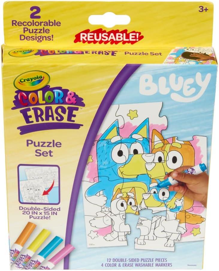 imageCrayola Bluey Create ampamp Color Art Case 75pcs Bluey Coloring Pages ampamp Stickers Holiday for Girls ampamp Boys Art Kit for Kids Ages 5Color  Erase Bluey Puzzle Set