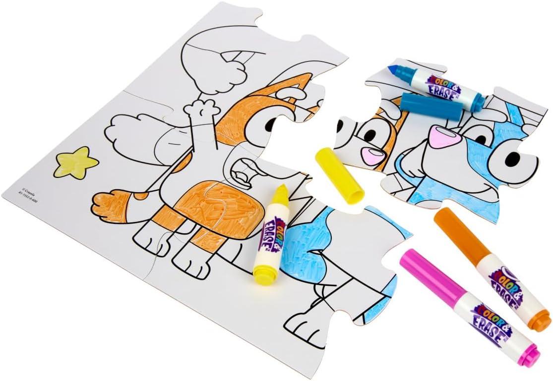 imageCrayola Bluey Create ampamp Color Art Case 75pcs Bluey Coloring Pages ampamp Stickers Holiday for Girls ampamp Boys Art Kit for Kids Ages 5Color  Erase Bluey Puzzle Set
