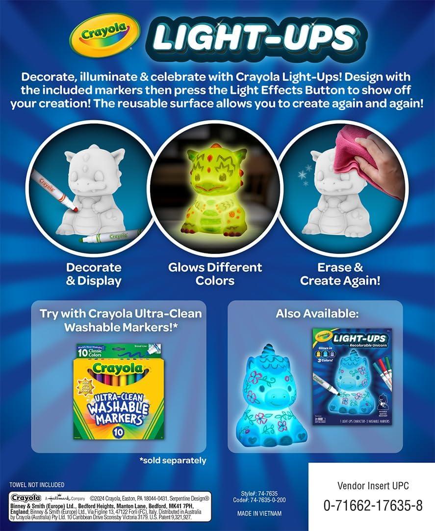 imageCrayola Light Ups Reindeer Recolorable Light Up Toy for Kids Reindeer Decor Glow in The Dark Holiday Gift for Kids Ages 5Dragon