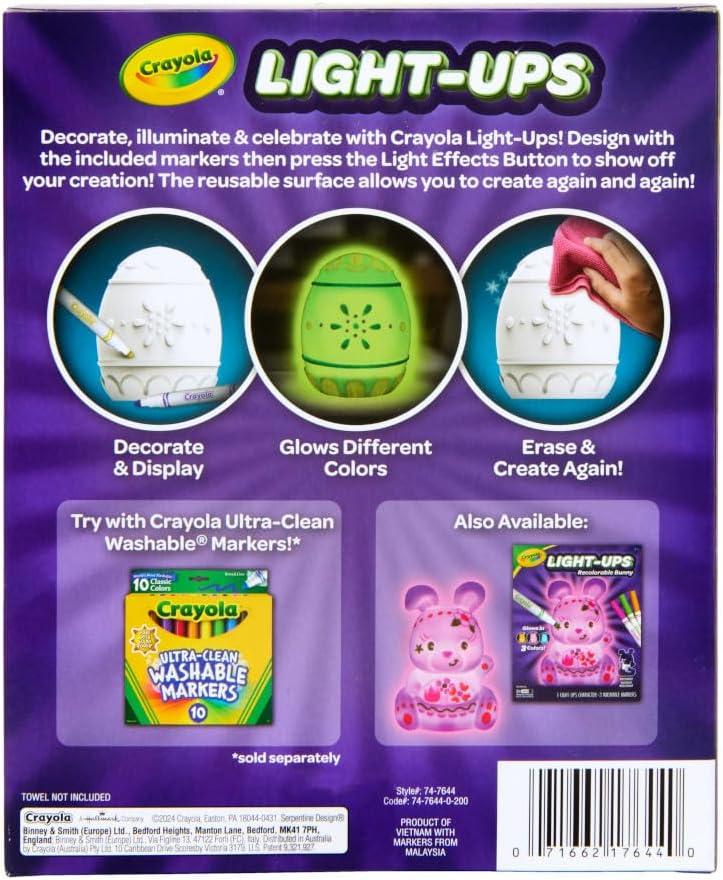 imageCrayola Light Ups Reindeer Recolorable Light Up Toy for Kids Reindeer Decor Glow in The Dark Holiday Gift for Kids Ages 5Egg