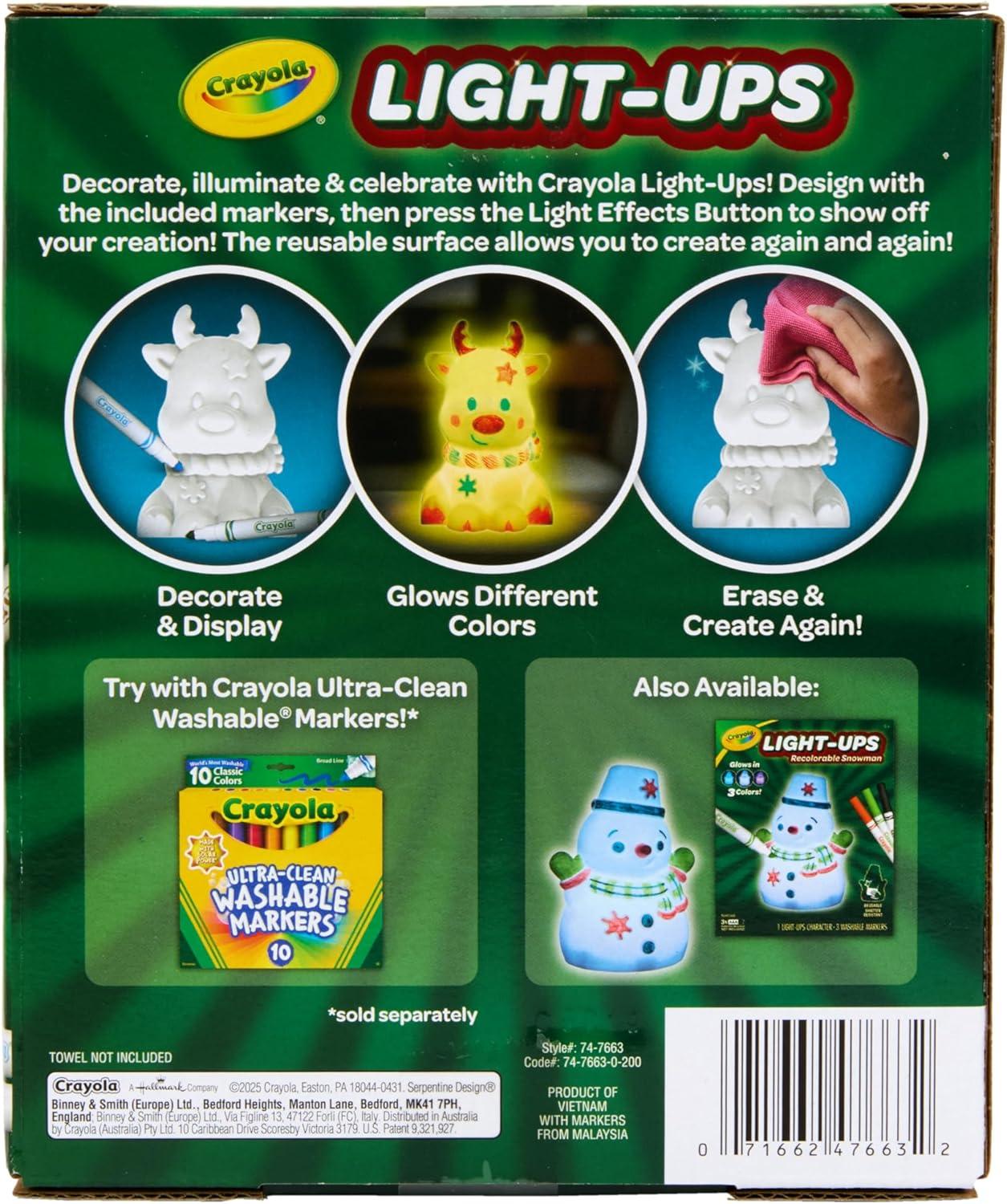 imageCrayola Light Ups Reindeer Recolorable Light Up Toy for Kids Reindeer Decor Glow in The Dark Holiday Gift for Kids Ages 5Reindeer