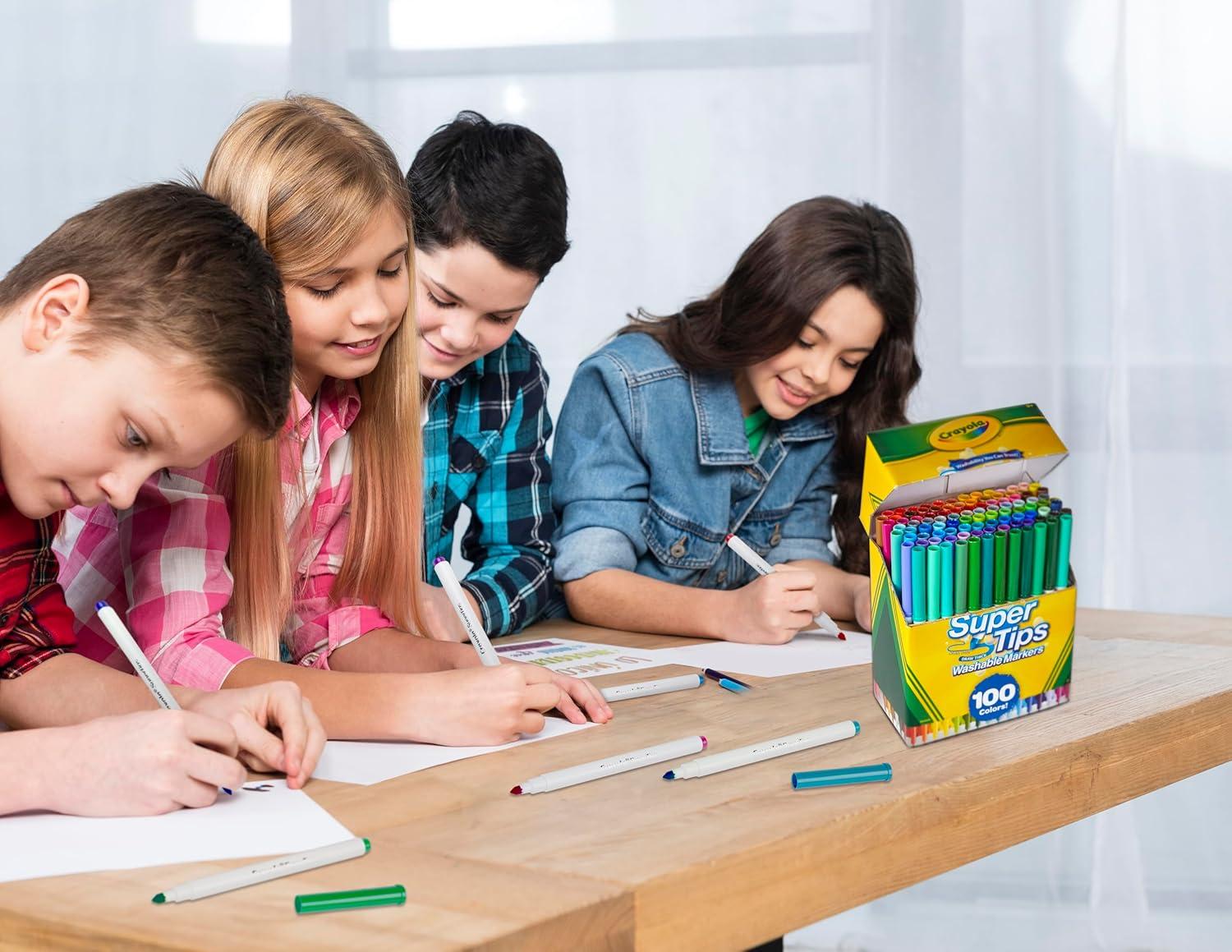 imageCrayola Super Tips Marker Set 150ct 2in1 Fine Point ampamp Broad Line Markers for Kids Colored Markers for Coloring Books Gifts 3100 Count Pack of 1