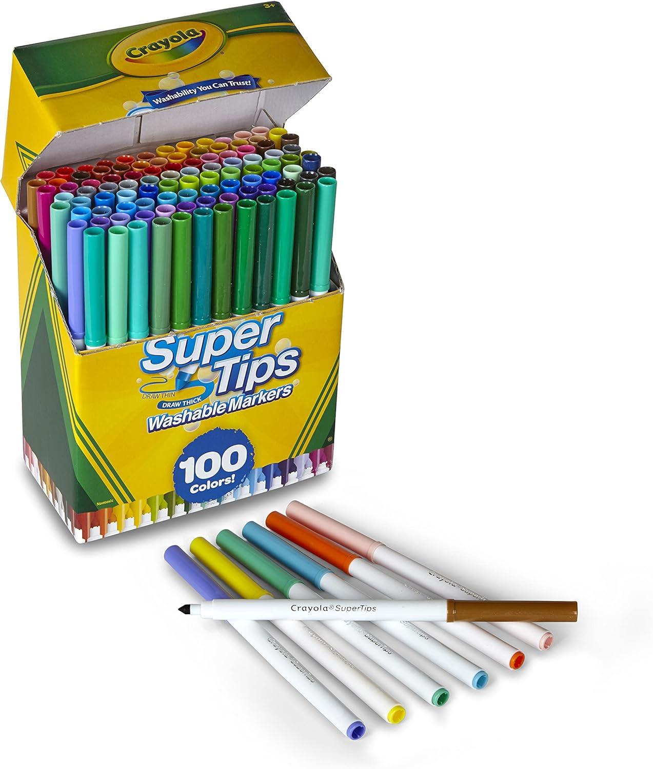 imageCrayola Super Tips Marker Set 150ct 2in1 Fine Point ampamp Broad Line Markers for Kids Colored Markers for Coloring Books Gifts 3100 Count Pack of 1