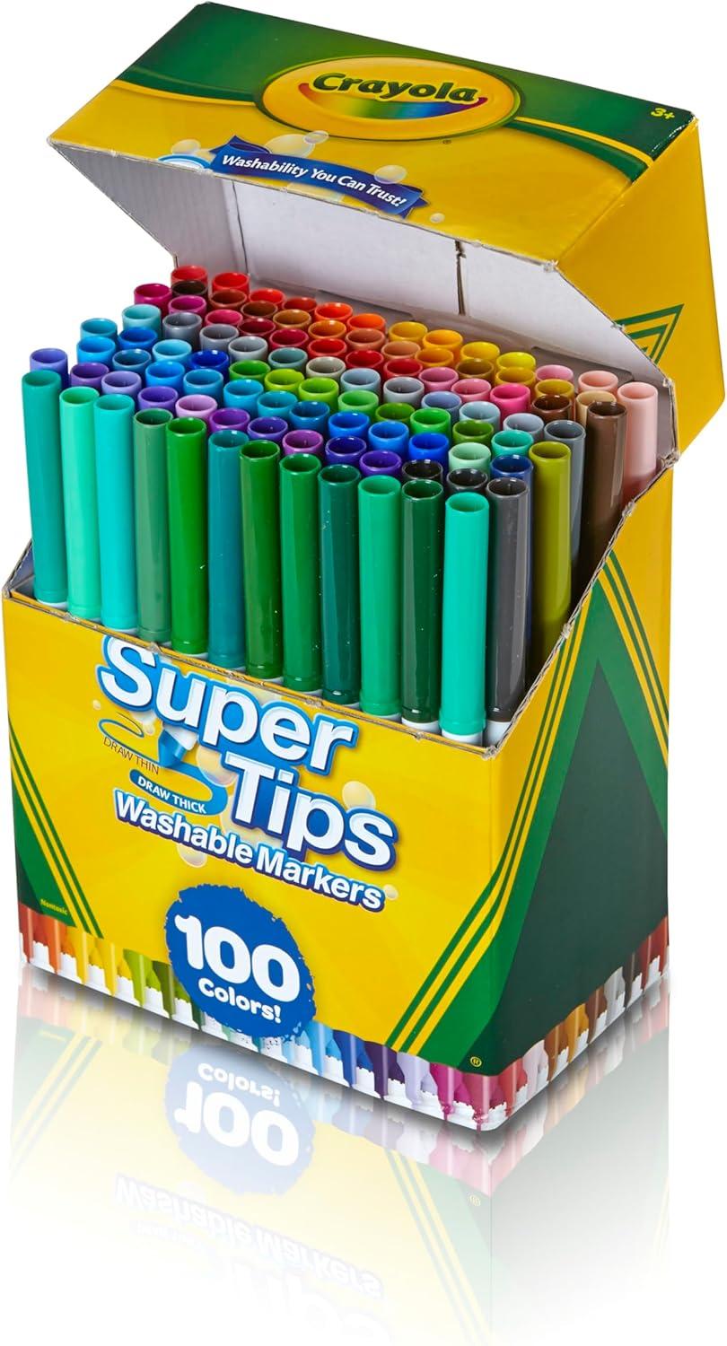 imageCrayola Super Tips Marker Set 150ct 2in1 Fine Point ampamp Broad Line Markers for Kids Colored Markers for Coloring Books Gifts 3100 Count Pack of 1